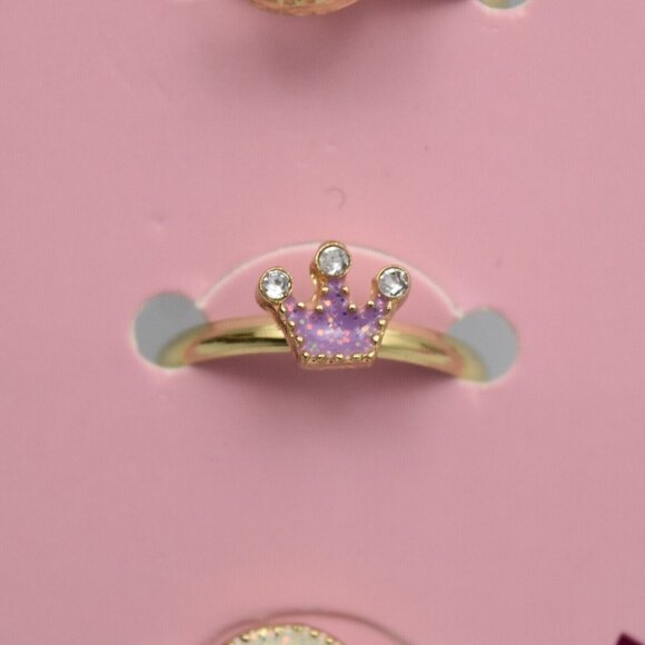 Claires Club Girls Ring Set of 5 Enamel Rings Adjustable Heart Star Moon Crown - Picture 6 of 7